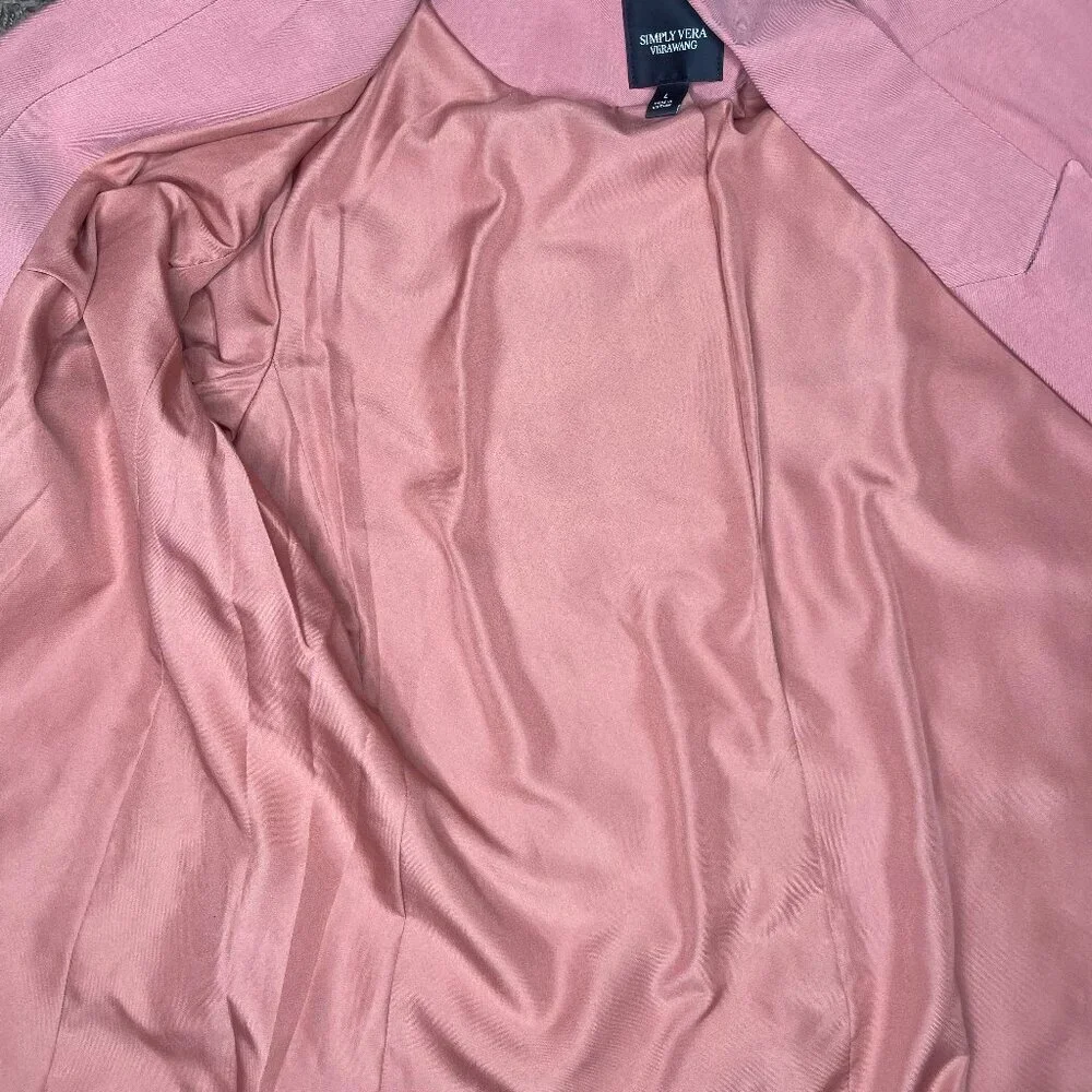 SIMPLY VERA Vera Wang Coquette Pink Roll-Tab Open Front Relaxed Blazer L